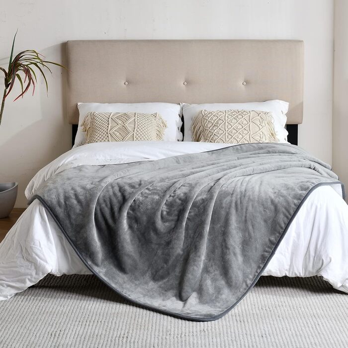 Водонепроникний плед для ліжка, дивана, софи: м'який, миючий, зворотний, з флісу шерпа, захист меблів (сірий, 152x203 см)