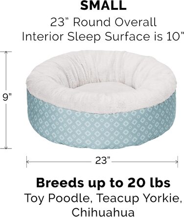 Ляжка для собак Furhaven з піною з пам'яті, для великих собак, знімний водостійкий чохол, до 81,6 кг, ультра м'яка штучна овчина та люкс велюр, контурна матрацна поверхня, XXL (Donut Bed, 58x58x23 см, Aqua)