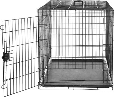 Складана металева клітка для собак Amazon Basics з піддоном, одна дверцята, чорна, 122x76x83 см