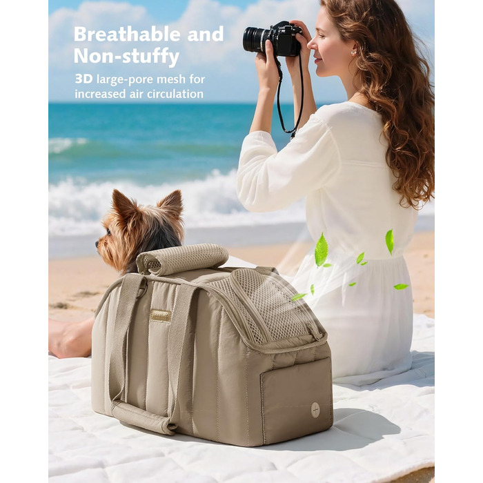 Pecute Сумка-переноска для собак та котів до 4 кг, легка складана переноска для тварин (Хакі)
