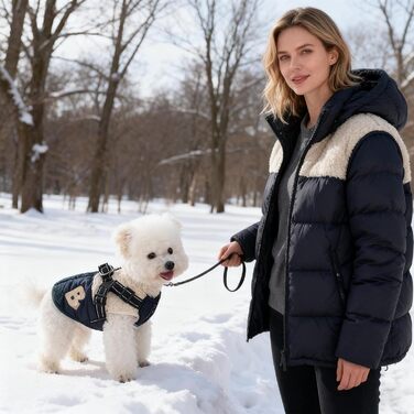 Зимова куртка для собак з отвором для шлейки, флісова підкладка, для маленьких собак, зелено-білий колір, для активного відпочинку на природі