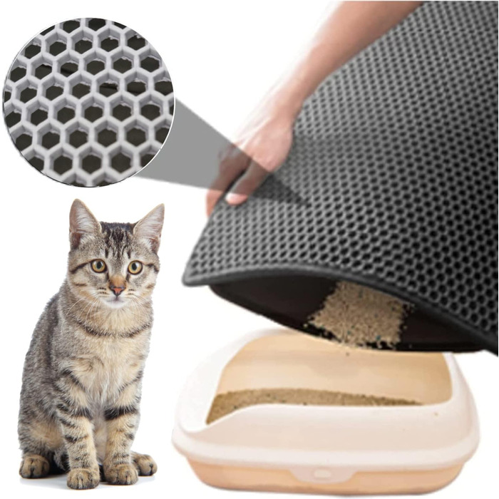 Килимок під лоток для котів BYPET, 58 см, круглий, вологостійкий, з дизайном 