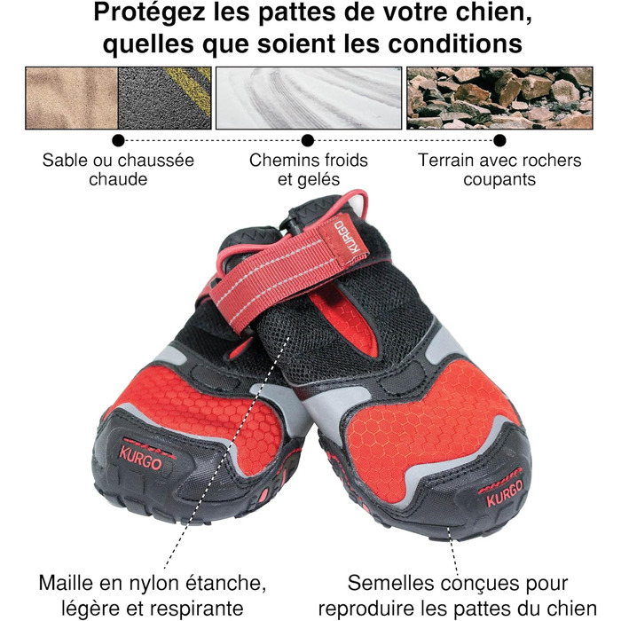 Взуття для собак Kurgo Blaze Cross - захист лап на всі сезони - водонепроникне, світловідбиваюче, неслизьке - 2 шт. - Сірий – S