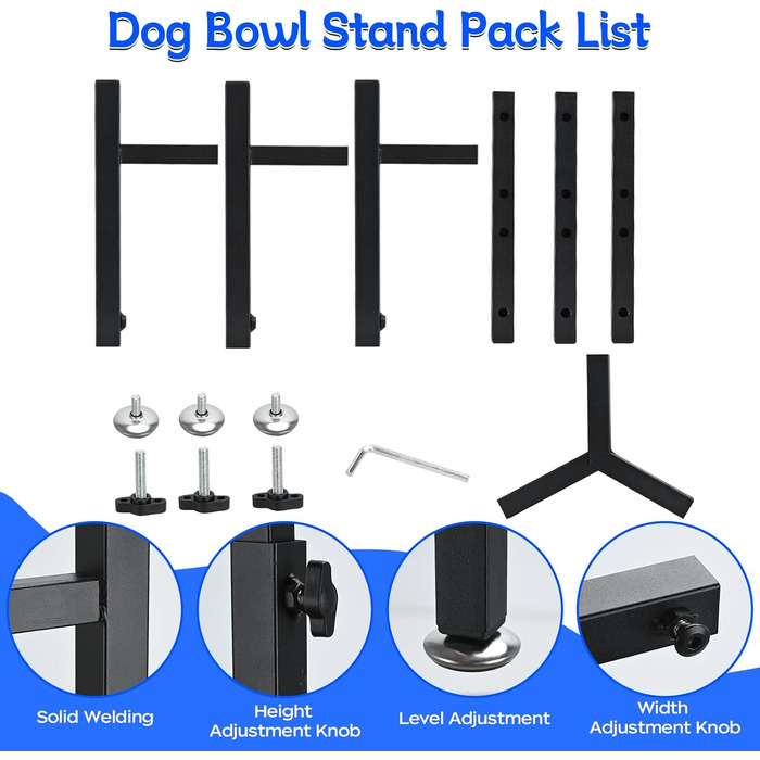 Підставка для корму для собак Triangle, регульована висота, метал, стабільна та протиковзна