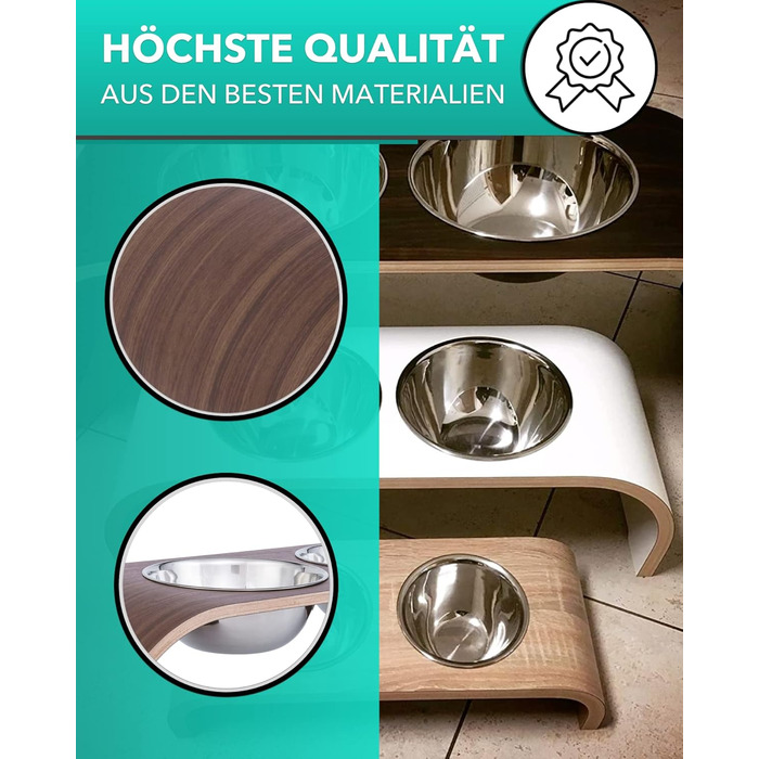 Підвищені годівниці для собак ilaCasa - набір з 2 шт. з дуба - станція для годування собак