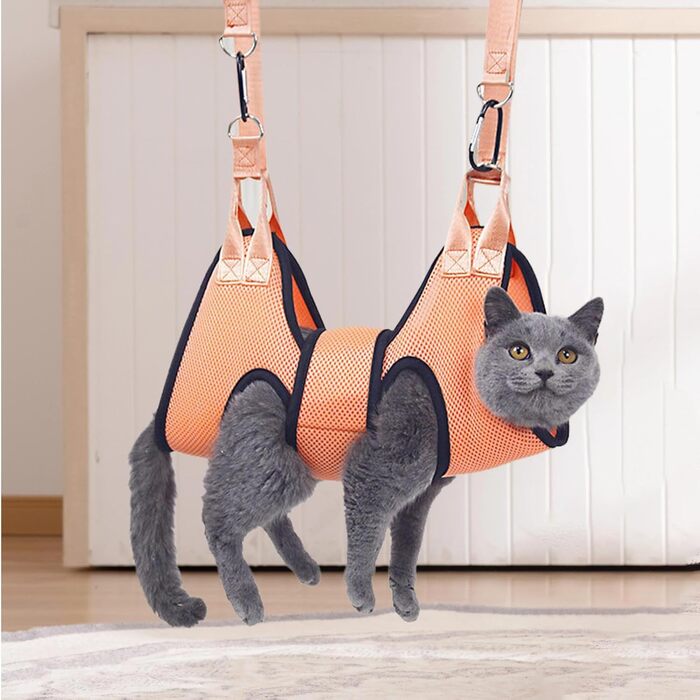 Гамак для собак та котів Nybhyjka для підстригання кігтів, зручна шлейка, аксесуар для грумінгу, догляд вдома та в клініці (Помаранчевий, Small)