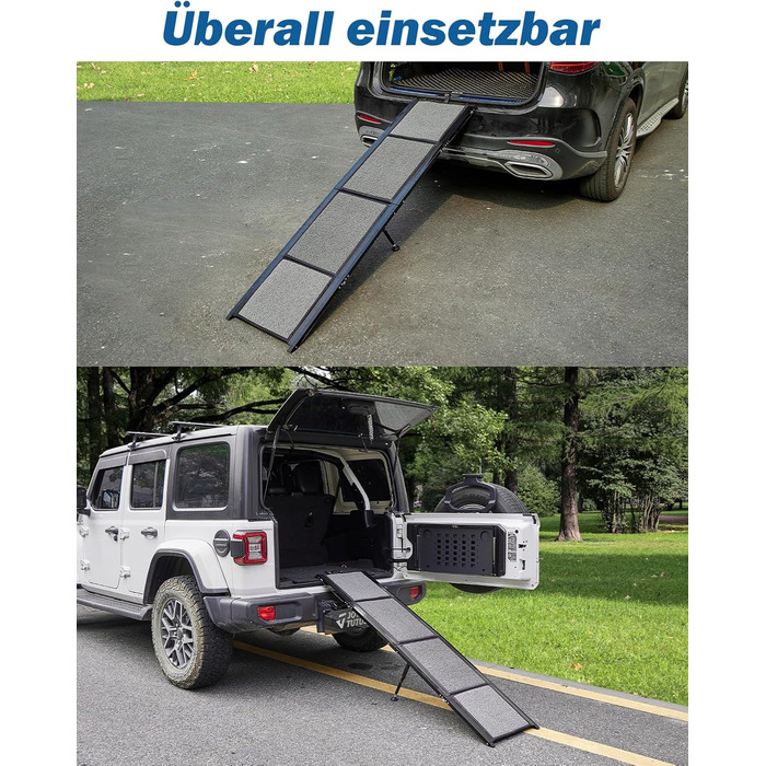 Рампа для собак JOYTUTUS складна, для авто, SUV та вантажівок, до 90 кг, для великих, середніх та маленьких тварин (180 x 44 см), алюмінієва рамка