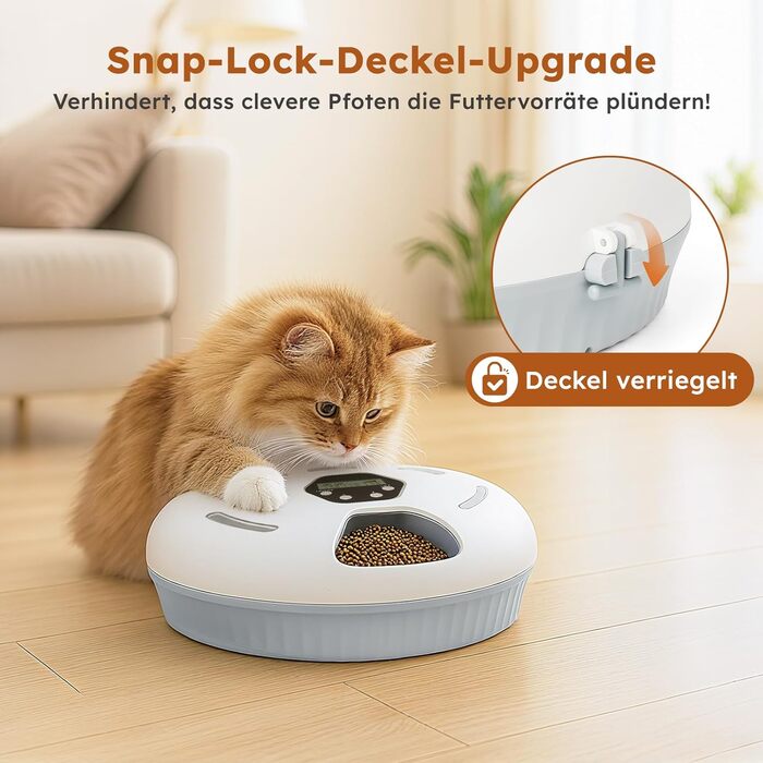 Автоматичний годівник для котів та собак з охолодженням, 6 порцій, акумуляторний таймер