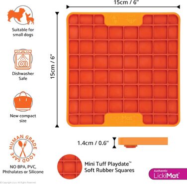 Килимок для собак LICKIMAT Mini Tuff: повільне годування, розвага та зменшення тривоги, рожевий/оранжевий, LM913X