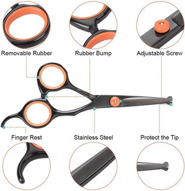 Набір ножиць для грумінгу собак, 7-в-1. Безшумні ножиці для догляду за шерстю собак та котів з безпечними закругленими кінцями