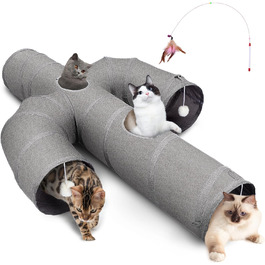 Ігровий тунель для котів Ownpets, великий, у формі кактуса, з міцної оксфордської тканини, складаний, з декількома виходами, підвісною кулькою та ігровою стінкою, діаметр 30 см