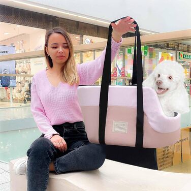 PETCUTE Сумка-переноска для собак, рожева, до 10 кг, з ременем безпеки та знімним підкладом