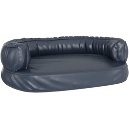 Крісло-ліжко для собак VidaXL, ергономічне, з пінополіуретану, темно-синього кольору, 75x53 см, з штучної шкіри