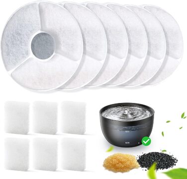 Фонтанчик для котів FEELNEEDY 3L з фільтром з активованого вугілля, миска з нержавіючої сталі, прозорий резервуар для води, чорний колір, аксесуари (6 фільтрів + 6 губок)