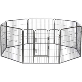 Клітка для цуценят та дрібних тварин Lionto, 80x80 см, розширювана, для дому та саду, з дверцятами та засувом, 8 елементів