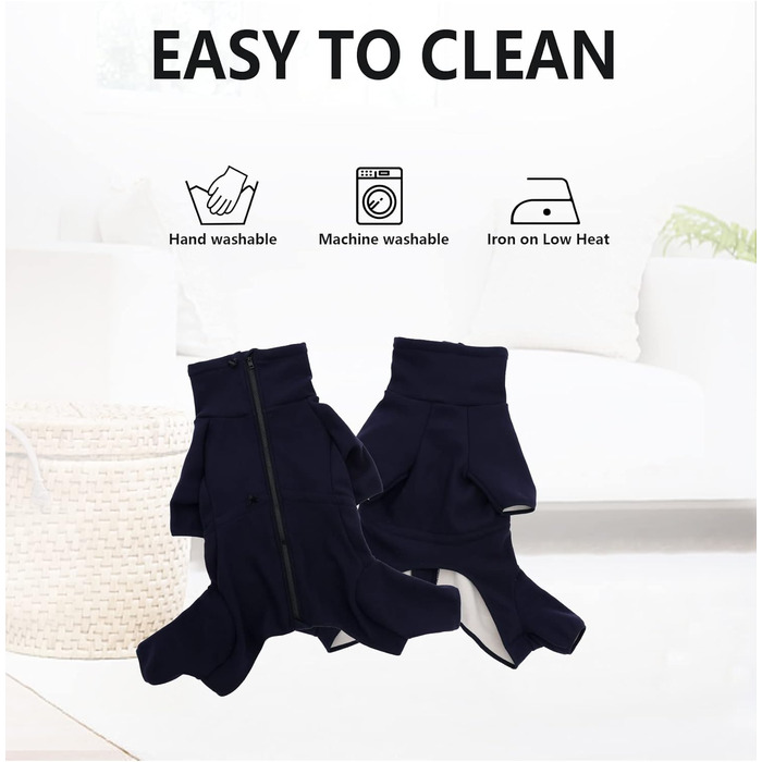 Теплий флісовий халат для собак, цільнотіла куртка на чотирьох ногах, регульований пуловер на блискавці, зимовий одяг, ідеально підходить для собак в приміщенні та на вулиці, для маленьких, середніх та (XL, блакитний)