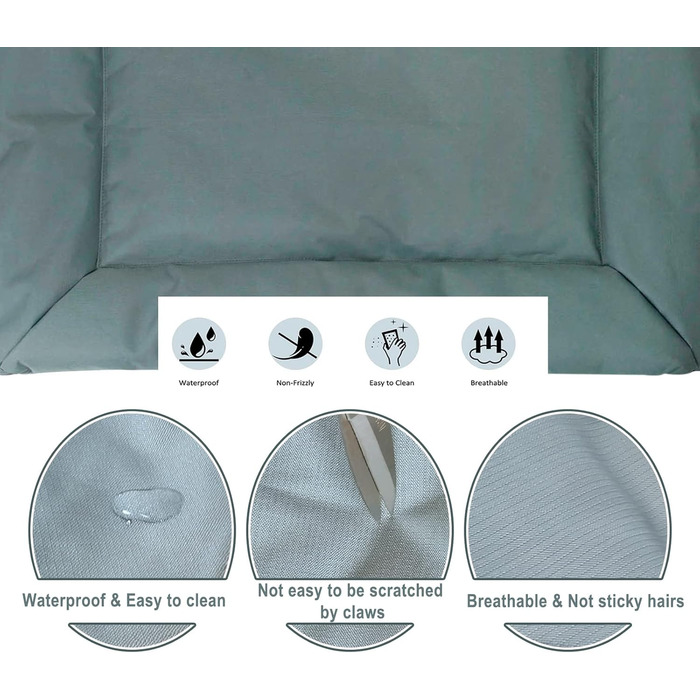 Лежанка для собак та котів WESKIFAN: водонепроникна, знімний чохол, 58 x 86 см, сіра