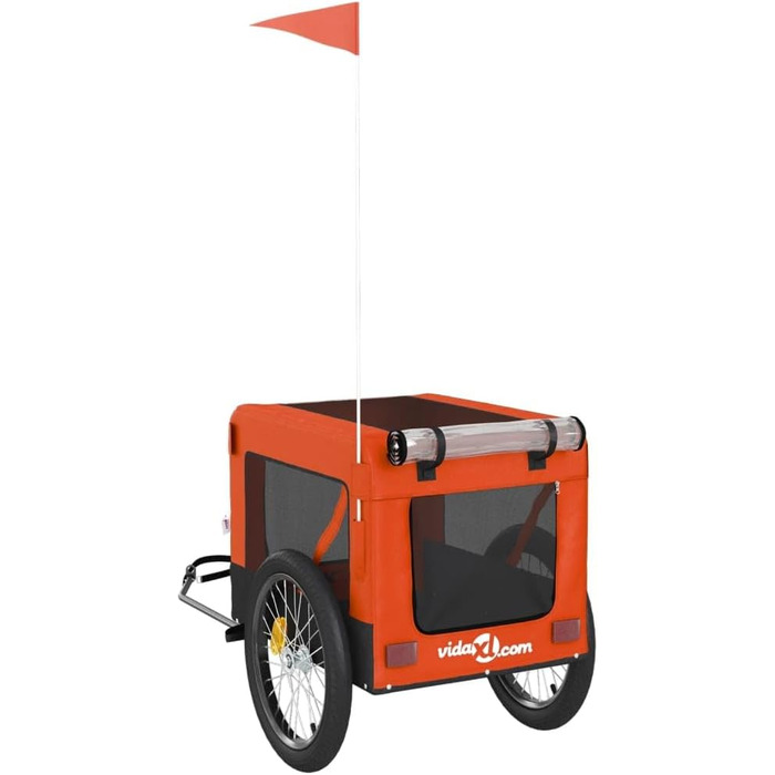 Причіп для велосипеда для собак та котів, оранжево-чорний, Oxford-тканина та метал