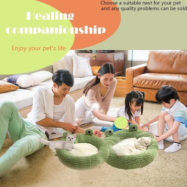 Квіткове ліжко для котів JINGTOPS, м'яке гніздо-лежанка у формі подушки, тепле та зручне ліжко для котів та маленьких цуценят (M-50см, кругле)