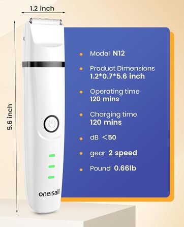 oneisall 4-в-1 тиха машинка для стрижки собак і котів, акумуляторна, з 4 змінними насадками для тіла, лап, очей, вух і морди, біла