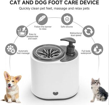 Автоматичний мийка лап для собак | Масажер лап | Мийка лап з м'якими щітками та мильним резервуаром | Для цуценят, котів, прогулянок