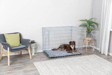 TRIXIE переносна клітка для собак Home XL, 116×86×77 см, складна, металева, з 2 дверима та замками, для транспортування і дому, срібляста