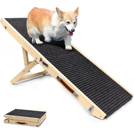 Дерев'яна рамка для домашніх тварин, регульована | Складана сходинка для собак з антиковзким килимком | 4 висоти | портативна та легка для маленьких та середніх тварин | ідеально підходить для ліжок, диванів та автомобілів