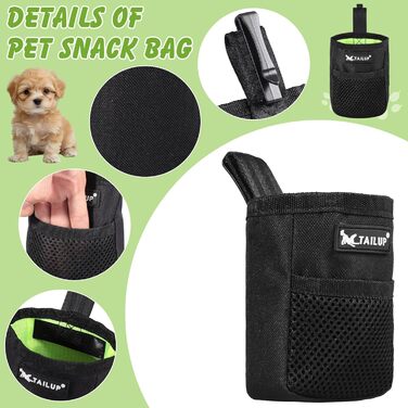 Ланжує Лекерлібутель - ласощі для маленьких собак, чорний, з кліпсою для ременя, 600D Оксфорд, 2 шт.