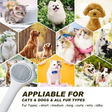 Щітка для котів та собак, видалення підшерстка, швидке прибирання, рожева