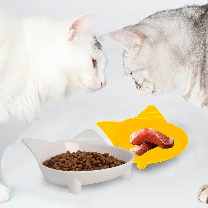 Набір мисок для котів Katzennäpfe (3 шт.) з антиковзним покриттям - сірий, білий, жовтий