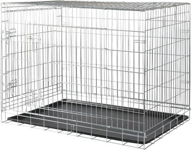 TRIXIE переносна клітка для собак Home XL, 116×86×77 см, складна, металева, з 2 дверима та замками, для транспортування і дому, срібляста