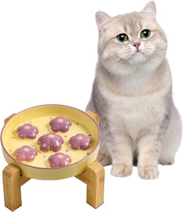 Підвищена годівниця для котів Anti Schling Napf - керамічна годівниця з антиковзним основанням, лабіринтовий дизайн, сповільнює годування, фіолетові квіти