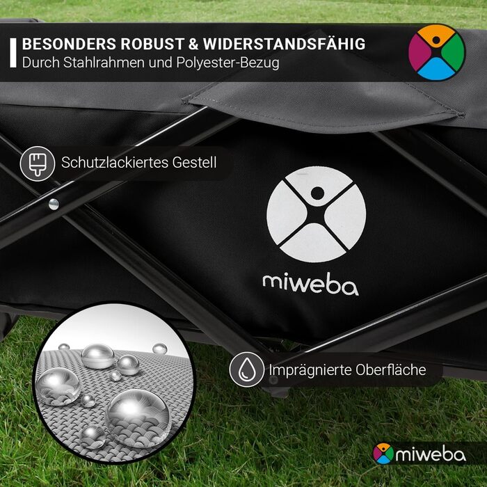 Складаний візок Miweba MB-30 | Вантажопідйомність 120 кг - для дітей, саду, пляжу | Сірий