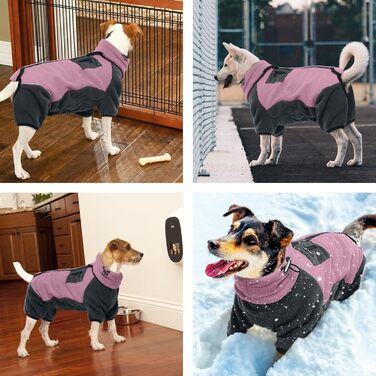 Флісовий теплий одяг для собак: куртка, светр з коміром-гетром, зимовий одяг для собак (Рожевий, M)