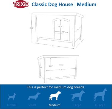 Водонепроникний намет-будка для собак TRIXIE Natura Classic Flachdach, сірий, M–L, 104 × 72 × 68 см