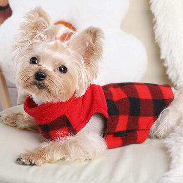Світшот для собак маленьких порід, чорно-червоний, розмір M, для дівчаток та хлопчиків, в клітинку, одяг для чихуахуа, йоркширського тер'єра, цуценят