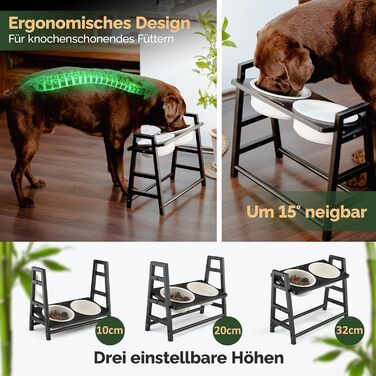 Підвищений миска для собак Pfotenglanz - Набір мисок з кераміки для їжі та води - Миска-антизаглиблення для здорових собак. Миска для собак, кераміка, антизаглиблення, годівниця для собак