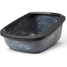 Лотки для котів ASEO Jumbo з бортиком, чорний мармур, 67,5 x 48,5 x 28 см