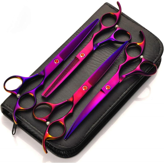 Набір ножиць для грумінгу собак QUNINE: 4 шт., ножиці для догляду за шерстю, гребінець, 7,0 дюймів