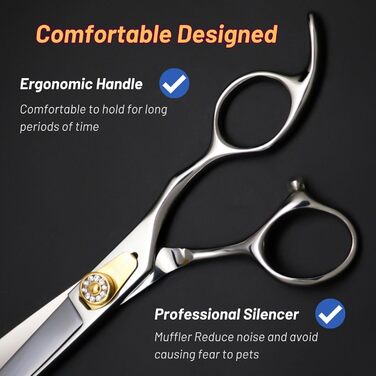 Набір професійних ножиць для грумінгу домашніх тварин 7 дюймів (прямі, вигнуті, тонкі, філірувальні). Підходить для собак.