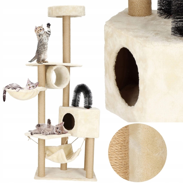 Високий ігровий комплекс для котів Springos 101: дряпачка, лежанка та стовпчик (160 см)