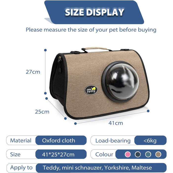 Транспортна сумка для кота/собаки PETCUTE, 41 x 25 x 27 см, складана, з вентиляційними отворами, підходить для середніх котів та маленьких собак, схвалена авіакомпаніями, темно-зелений (кавовий)