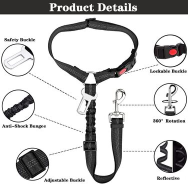 Автогурт для собак у машину, 2 в 1: ремінь та амортизатор, для всіх порід, 2 шт.