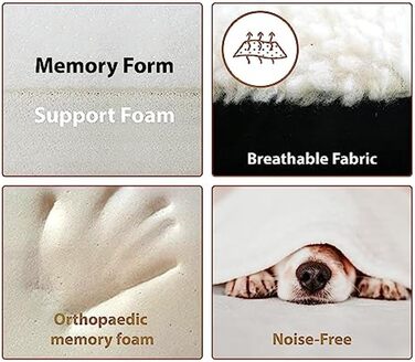 Ортопедичне собаче ліжко Ellie-Bo з піною з пам'яті, з чохлом з штучної замші та штучного хутра, блакитне та біле, розмір M, 71 x 48 x 6 см, для собачого клітки 76 см - [71 x 48 x 6 см] Блакитна замша/Штучне хутро