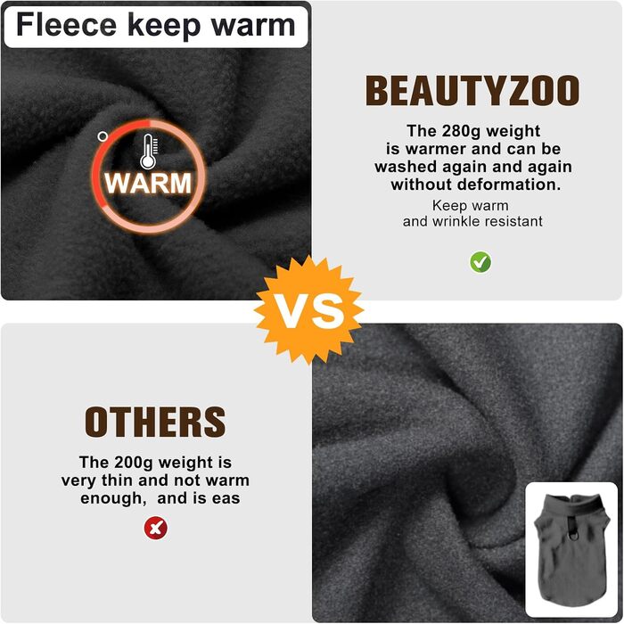 Тепла жилетка для собак BeautyZoo – зимова куртка з капюшоном та кільцем для повідка – чорна, розмір M (обхват грудей 43.1 см)