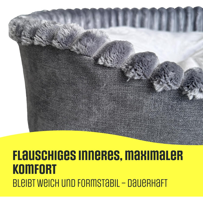 Лежанка для собак та котів, овал 60x50 см, сірий леопардовий принт, Velours, легко миється