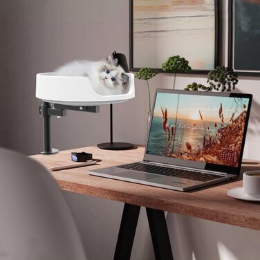 Регульоване котяче ліжко для столу, 360° обертання, 2 регульовані підлокітники, подушка для домашніх тварин