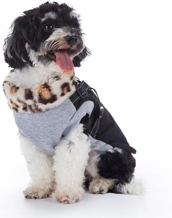 Зимова куртка для собак з інтегрованим шлейкою, водо- та вітронепроникна, теплий одяг для цуценят та собак середніх розмірів для активного відпочинку (ЧОРНИЙ, XXL)