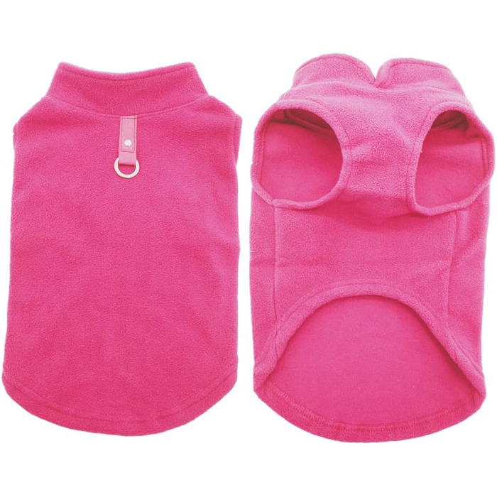 Тепла флісова куртка для собак на холодну погоду з кільцем для повідка, рожевий колір, розмір S