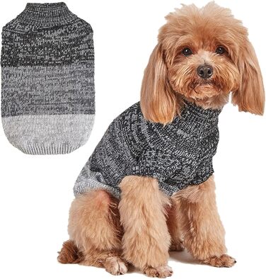 Теплий зимовий пуловер для собак Jecikelon, розмір S, сірий. Пуловер з коміром-стійкою для маленьких собак та цуценят.